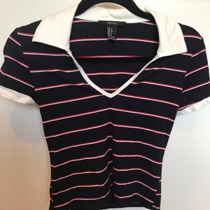 Forever 21 crop top with deep v and collar